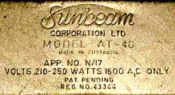 Sunbeam Toastermatic label